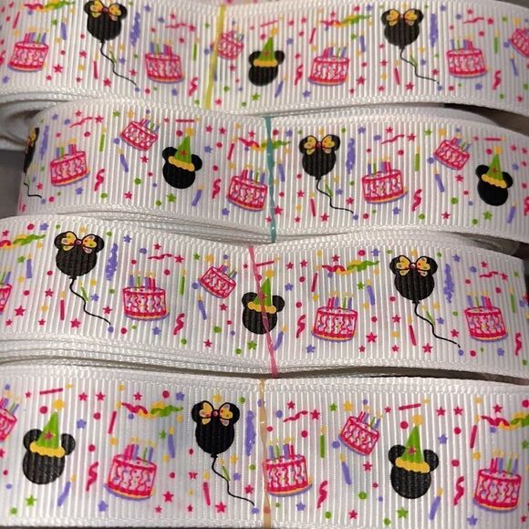 Grosgrain Ribbon 7/8” 5 yards 5/$20 Mickey Mouse birthday cake Mickey party - Picture 5 of 5
